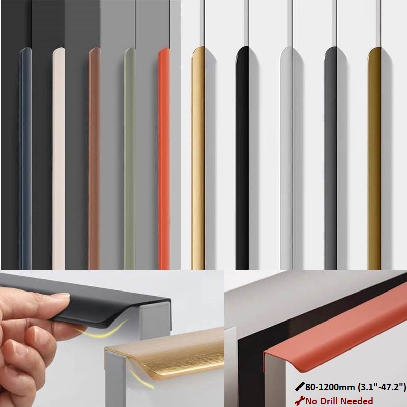 Curved Spring Bar - Gagang Kabinet Aluminium Tak Terlihat 80mm-1200mm