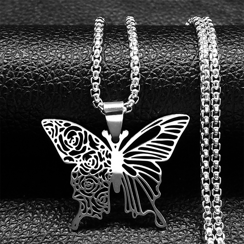 Kalung Liontin Bunga Mawar Kup - Butterfly Clasp Deployant ulasan dan harga